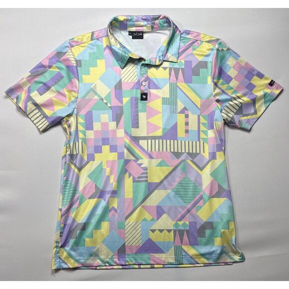 Bad Birdie Other - Bad Birdie Men's Short Sleeve Multicolor Abstract Golf Polo Shirt - Size L